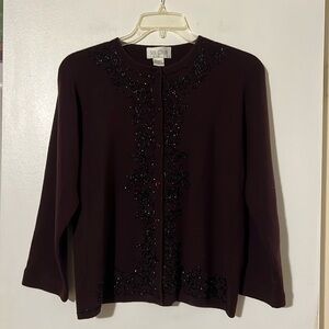 Silk Club deep purple beaded cardigan
